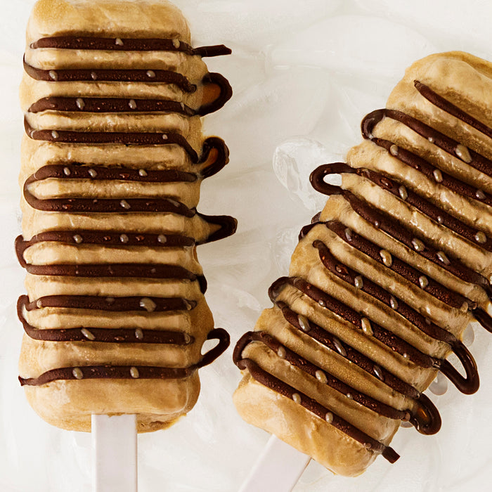 Espresso Fudge Pops with Salted Caramel Chocolate Drizzle