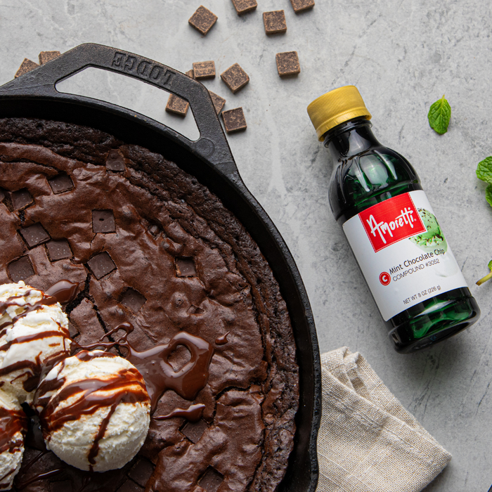 Mint Chocolate Chip Skillet Brownie