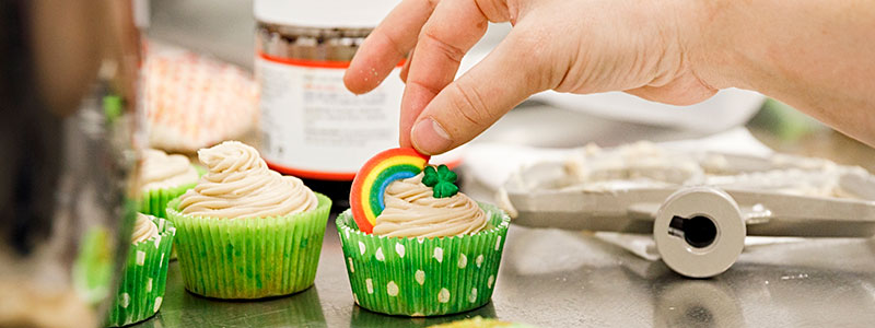 Irish Coffee Cupcakes with St. Patrick decorations