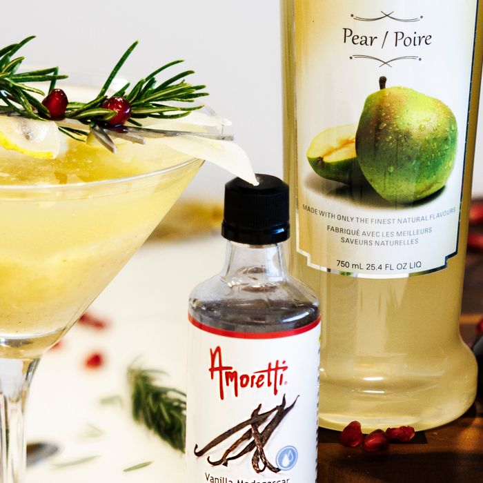 'Make-ahead' Honey Roasted Pear and Pom Cocktail