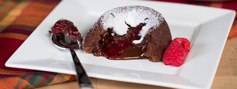 Chocolate Lava Cake with raspberry filling