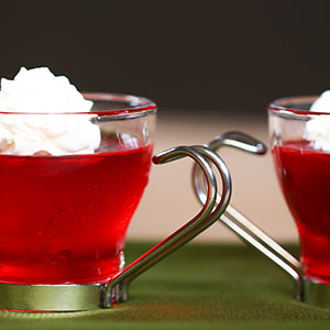 Peppermint Jello with Strawberries