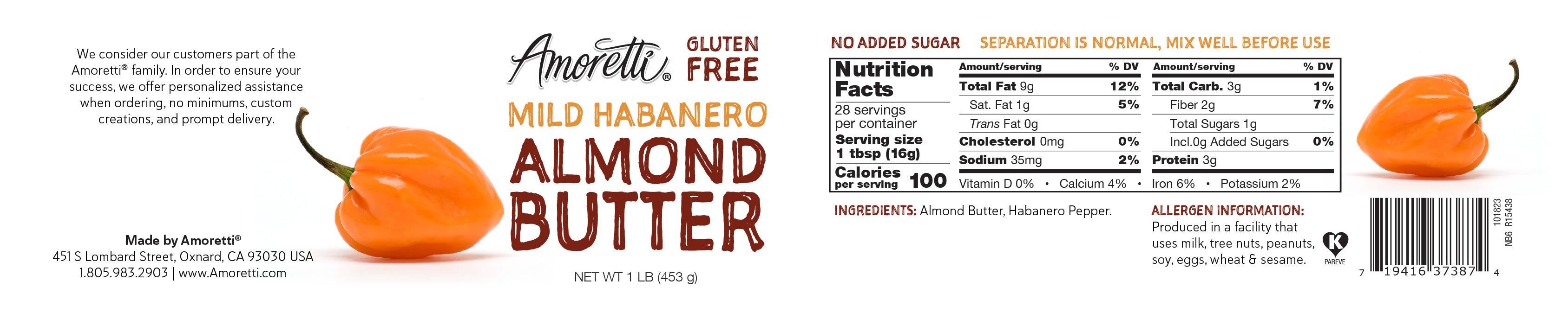 Mild Habanero Almond Butter