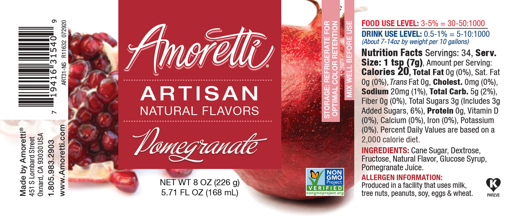 Natural Pomegranate Artisan Flavor