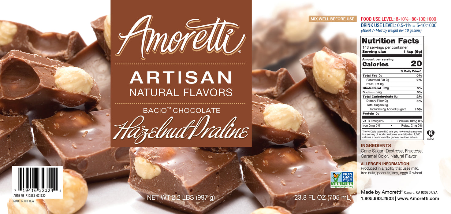 Natural Bacio Chocolate Hazelnut Praline Artisan Flavor